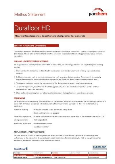 durafloor hd|Durafloor HD Method Statement .